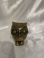Vintage MCM Mid Century Solid Brass Owl Figurine Collectible picture