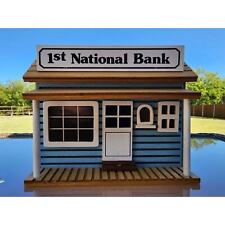 VTG Wind Up Musical 1ST NATIONAL BANK with hinged roof Handmade RARE EXCELLENT picture