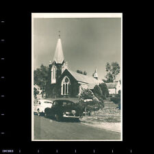 Vintage Photo STREET SCENE IVY-COVERED CHURCH CLASSIC CAR picture