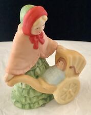 Lefton 1986 Colonial Christmas Figurine Mrs. Eberhardt With Baby Stroller #05827 picture