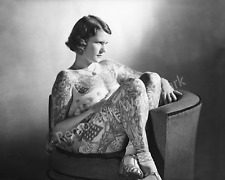 Vintage 1930's Tattooed Woman Sitting Betty Broadbent - Vintage Photo Print 8x10 picture