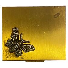 VTG 50s 60s Gold Tone Butterfly Powder Compact Vintage Cosmetics Makeup MCM picture