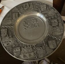 VINTAGE SKS ZINN 95% PEWTER SOUVENIR BAYERN GERMAN CITIES LARGE 11”WALL PLATE picture