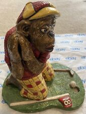 Vintage 1970's Chalk Golf Sculpture of Retro Monkey Praying at 18th Hole Putt picture