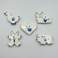 Vintage Handpainted Blue And White Ceramic Animal Magnets picture