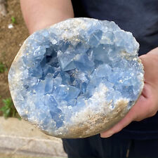 6.9LB Natural Beautiful Blue Celestite Crystal Geode Cave Mineral Specimen - picture