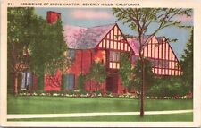C.1930s RESIDENCE OF EDDIE CANTOR Beverly Hills CA Linen Postcard  A24 picture