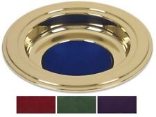 Purple Felt Lined Brass Tone Offering Plate For Churches or Chapels 12 In picture