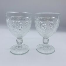 Set Of 2 Indiana Tiara Sandwich Glass Water Goblet Clear 5”T 3”W picture