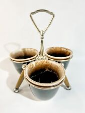 Vintage Pfaltzgraff Brown Drip Dripware Condiment Set 4-pc Rack & Cups picture