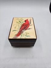 VTG. Ruege Wooden Music Box with Cardinal picture