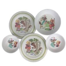 Vintage Oneida Deluxe Melamine Dishes Little Red Riding Hood 2 Plates 3 Bowls picture