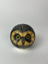 Vintage Owl Paperweight Alabaster Marble Glass Eyes Carved Mid Century Italian picture