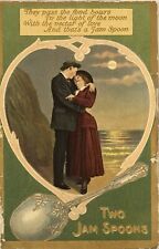 Postcard Vintage Romantic. Two Ppl Embracing  Silver Spoon  1910 Stamp picture