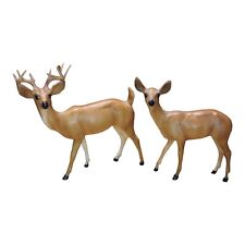 2 Breyer Molding Co. USA Deer Buck Doe Vintage Plastic Figurine Antlers Rack picture
