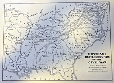 1912 Vintage Illustration Map Showing Important Battlegrounds of Civil War picture