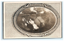 1904-20's Romantic Couple Laughing Hammock Lovely Border RPPC Portrait Postcard picture