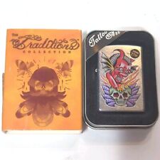 NEW VINTAGE Zippo Lighter Devil and Skull Tattoo / EL DIABLO Original Box Art picture