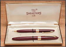 1940's Sheaffer's Valiant Touchdown white dot fountain pen and pencil set picture