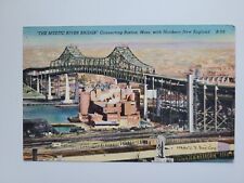 Mystic River Bridge connecting Boston Mass. with Northern New England Linen PC picture
