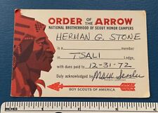 Vintage 1972 OA TSALI LODGE 134 Order of the Arrow Membership CARD WWW picture