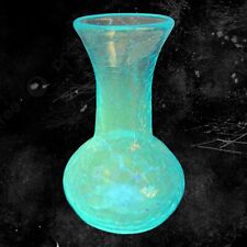 Hand Blown Light Blue Vase Crackled Glass Manganese 365nm Crackle Glass UV picture