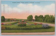 Muskogee Oklahoma~Honor Heights~Sunken Garden~Flower Beds~Linen Postcard picture