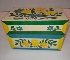 Vintage Syndicate Recipe Box - Floral 1970's Design - Yellow Blue White Green picture