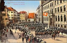 1915 Swiss WWI PC Cavalry March through city street picture