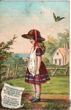 1880s-90s Little Maid Pretty Maid Will You Be Mine? Sew Up a Seam Trade Card picture