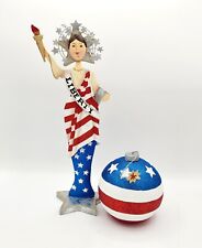 PIER 1 July 4th Decor Lady Liberty & Fire Cracker Bomb Figures Metal Paper Mache picture
