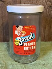Vintage Scarce 1950’s-60’s Boscul Peanut Butter Jar-Not Drinking Glass-3 Lb. picture