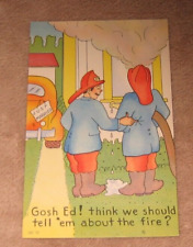 Fire Related Comic Linen Postcard Firemen Fire Fighters picture