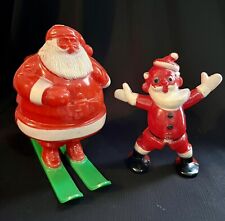Vtg  Rosen Rosbro Santa On Skis & Rare Open Arm Santa Plastic Candy Containers picture