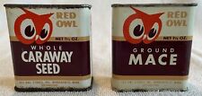 Vintage Lot of Two Red Owl Spice Tins - Caraway Seed and Ground Mace picture