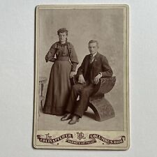 Antique Cabinet Card Photograph Young Man & Woman Teen Family ID Columbus OH picture