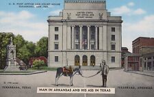 U.S. Post Office Texarkana Arkansas Man and His Ass Vintage Linen Postcard picture