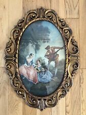19th Cent. Style Gilt Frame Louis XV Fixed Curved Glass Mandolin Musician picture