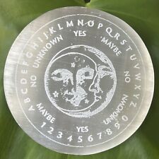 NEW Fractalista PURE SELENITE “OUIJA MOON” ROUND 5.5” Charging/Cleansing Disc picture