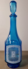 Vintage Cobalt Blue Bohemian Decanter & Stopper Made in Belgium 0.5L picture