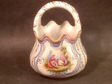 Antique German Bisque Porcelain Basket Dresser Vase, p234 picture