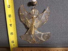 Vintage Rare Stained Glass Angel with Trumpet iridescent Delicate #1463L143 picture