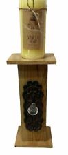 Handmade Wooden 6” Candle Holder Only Decorative Home Accent Plate & Knob 13” H picture