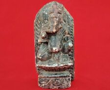 OLD ANTIQUE HAND CARVED GRAY STONE LORD GANESHA FIGURE/STATUE RICH PATINA 08 picture