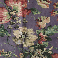 Vintage Brocade Upholstery Fabric Purple Cottage Floral Rosy Pink, Green, 2.5 yd picture