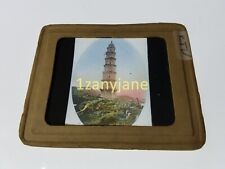 KTV Glass Magic Lantern Slide Photo LANDSCAPE WITH TALL TOWER IN CENTER picture