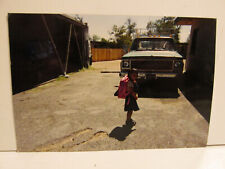 VINTAGE FOUND PHOTOGRAPH COLOR ART OLD PHOTO HAWAIIAN SCHOOL GIRL CHEVY TRUCK picture