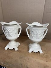 Empire Ivory Ware Lot Of 2 Urns Vase Made In England picture