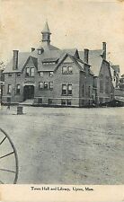 c1915 Printed Postcard; Town Hall & Library, West Upton MA Worcester Co. Posted picture
