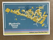 Postcard Manitoulin Island Ontario Canada Map Lake Huron Vintage PC picture